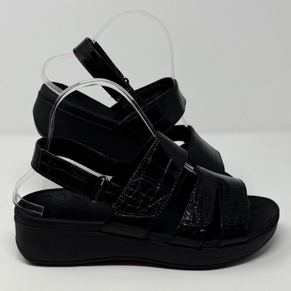 Vionic Roma Black Croc Platform Sandals STORE MODEL Womens 7 Podiatrist